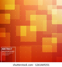 Abstract Transparent Squares and Circles on Orange Background. Vector Illustration with Soft Gradient.