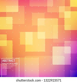 Abstract Transparent Squares and Circles on Orange Background. Vector Illustration with Soft Gradient.