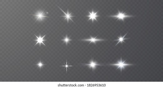 Abstract transparent sunlight special lens flare light effect.
Vector blur in motion glow glare. Isolated transparent background. Decor element. Horizontal star burst rays and spotlight.