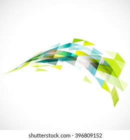 abstract transparent triangle on perspective curve view template, vector illustration