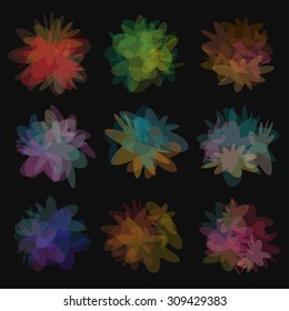 Abstract transparent vector spots.Flower shapes. Watercolor effect. 