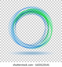 Abstract transparent vector waves in the shape of a circle. Blue-green border of the circle.