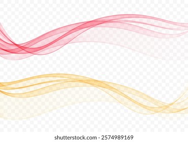 Abstract transparent wave, design element, set of two waves.