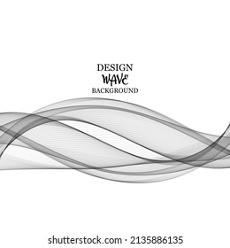 Abstract transparent wave gray lines on white background, design element