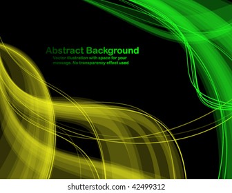 Abstract transparent waves on black background. Vector illustration.