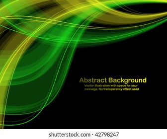 Abstract  transparent waves on black background. Vector illustration in RGB colors.