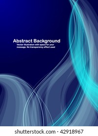 Abstract  transparent waves on dark blue  background. Vector illustration.