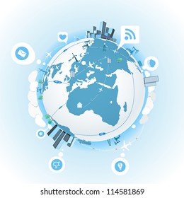 Abstract transport and ecology scheme on the Earth