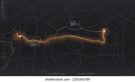 Resumen de los antecedentes del transporte. Vista superior de la ciudad. Vista desde arriba de los edificios del mapa. Gps mapea la navegación a casa propia. Vista detallada de la ciudad. Mapa turístico gráfico decorativo. ... Vector, ilustración.