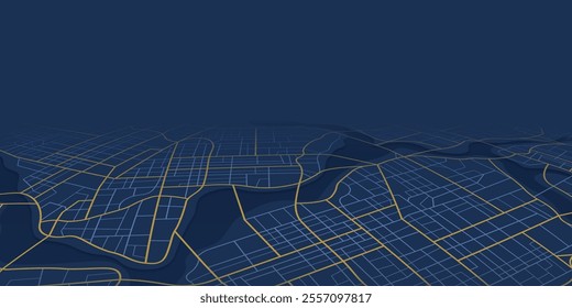 Abstract transportation background. Detailed perspective view of city. Decorative graphic tourist map. Vector, illustration.