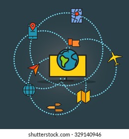 Abstract transportation scheme. Flat design concept