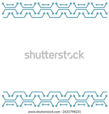 Abstract trapezium monoline light blue colour on circuit board tech frame. Techology frame monoline clip art isolated in white backrgound