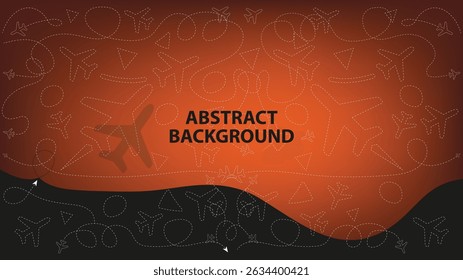Abstract travel background with airplane silhouettes and dotted lines.