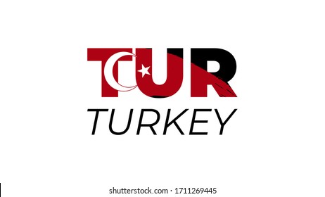 Abstract travel concept for logo, icon, poster, banner, design flag or t-shirt print. Welcome to Turkey font with national turkish flag stroke on white background. Vector illustration