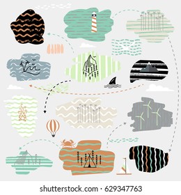 Abstract travel map illustration
