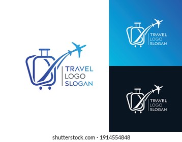 Abstract travel suitcase, travel plane logo design, trip logo, colorful travel and trip vector logo 