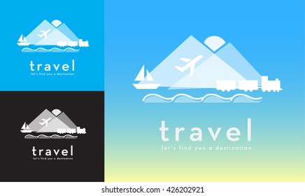 ABSTRACT TRAVEL VECTOR LOGO / ICON , COLORS : BLUE, BLACK, YELLOW, WHITE