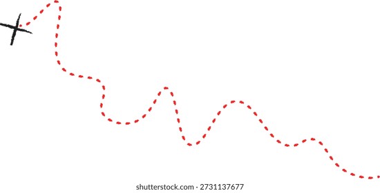 Abstractas el mapa del tesoro con una línea de puntos.