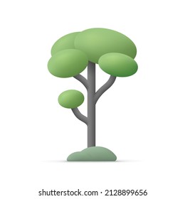 Abstract tree. 3d vector icon. Cartoon minimal style.