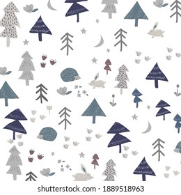 Abstract tree and animals shape pattern New Year' design