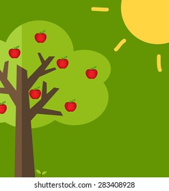 Abstract tree with apples. Vector illustration.