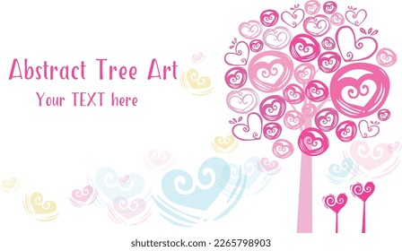 Abstract tree art romantic love leaf card template