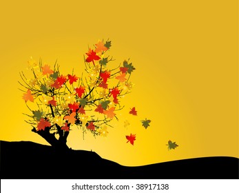 Abstract tree with autumn leaves vector illustration