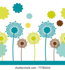 abstract tree background with flowers