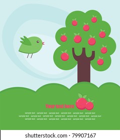 abstract tree and bird card design. vector illustration