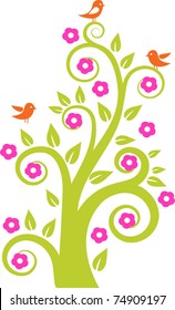 abstract tree with birds