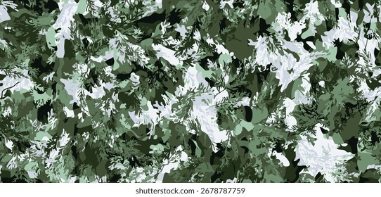 Abstract tree branch camouflage seamless pattern inspired by nature and army style, perfect for textile design, digital backgrounds, outdoor gear and fashion print projects