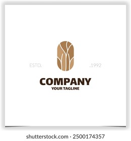 Abstract tree branch in ellipse logo design vector template