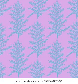 Rama de árbol abstracta o vectores de helecho sin costura. Fondo mínimo de ramas de helecho. Patrón inmaculado de hierbas aromáticas florales, diseño botánico impreso en tela.