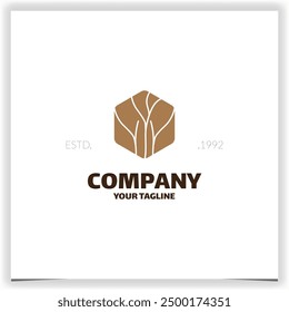 Abstract tree branch in hexagon logo design vector template