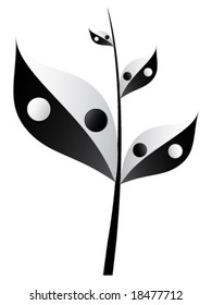 abstract tree branch with yin-yang on it
