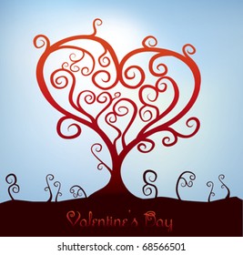 Abstract tree with branches forming a heart shape