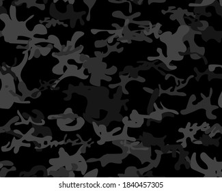 Pincel de árbol abstracto. Impresión sucia de camo. El Ejército Urbano Grunge. Patrón negro moderno. Patrón de vectores oscuros. Camuflaje de vectores militares. Pintura sin foco de camuflaje gris digital. Camoflage de Hunter Woodland.