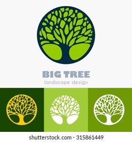 Abstract Tree Business sign vector template. Icon set & corporate identity template for landscape design / architecture, real estate, natural organic product line labeling, recycle, garden. Editable.