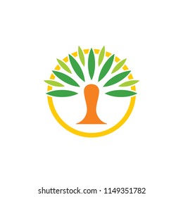 abstract tree circle logo vector