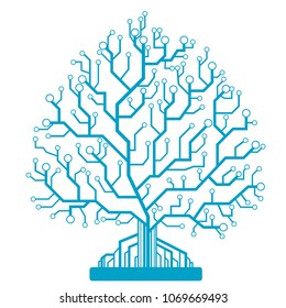 Abstract tree, circuit board, icon.Vector illustration