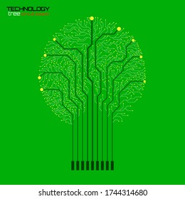 Abstract tree of circuit board on white background, technology illustration, vector