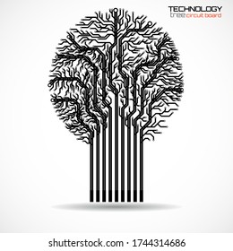 Abstract tree of circuit board on white background, technology illustration, vector