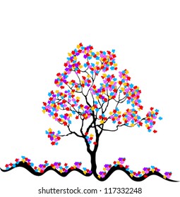 Abstract tree with color flowers