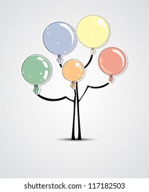 Abstract tree with color shiny snow balloons background