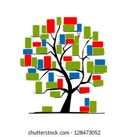 Abstract tree with colorful bricks for your design