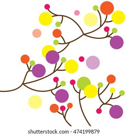 Abstract tree with colorful bubbles