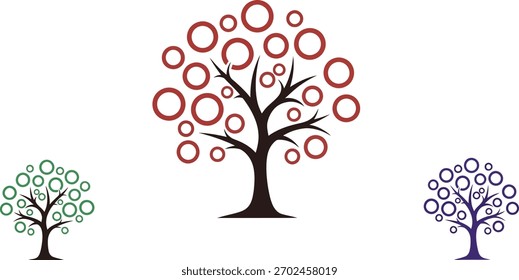 Árbol Abstractas con círculos de colores, que representa el crecimiento y la naturaleza