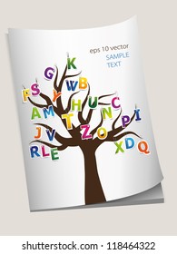 Abstract tree with colorful letters