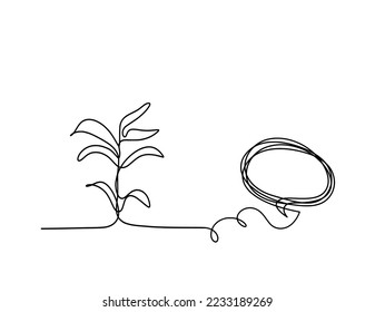 Abstract tree with comment as line drawing on the white background. Vector