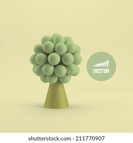 Abstract tree. Concept for business, social media, technology, network and web design. 3d vector illustration.